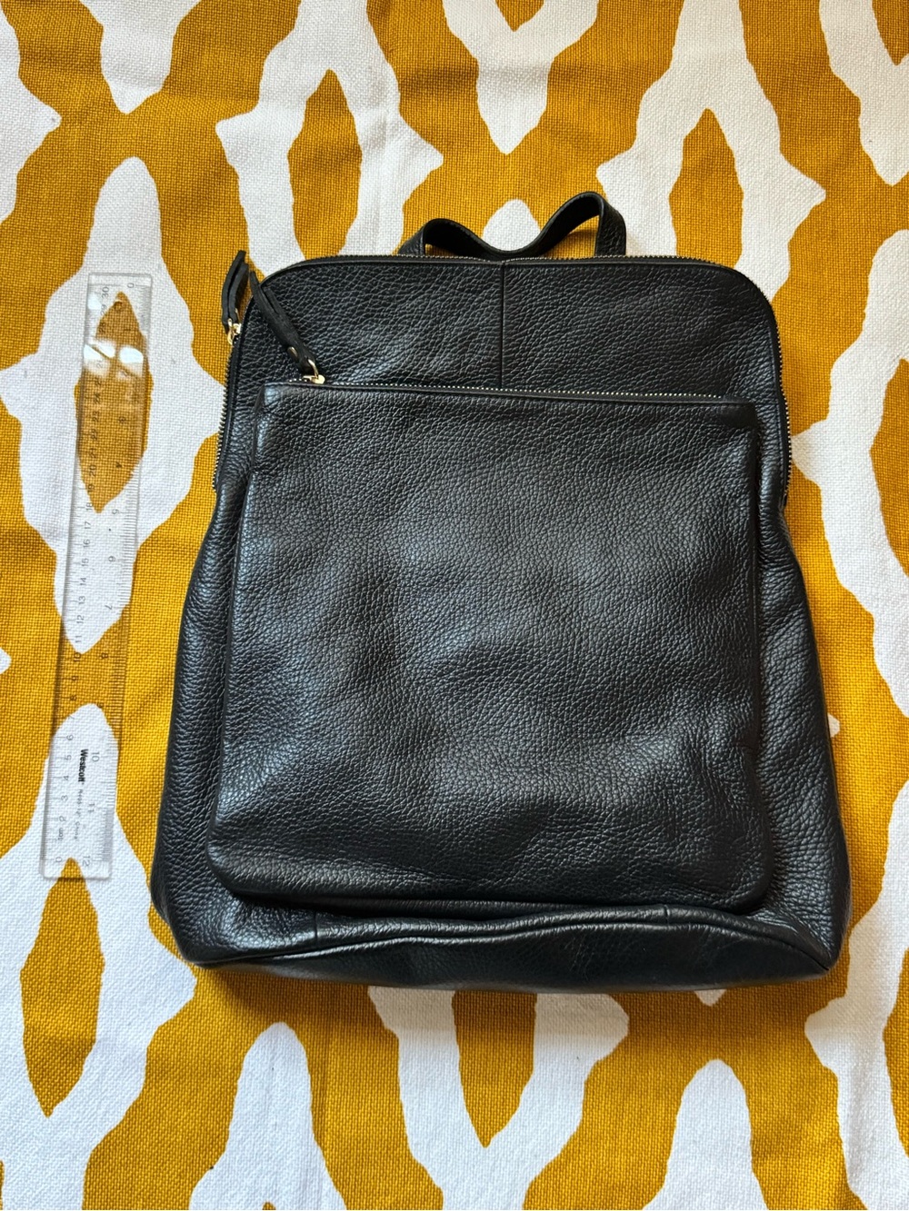 Classic Black Leather Backpack for Men - Minimal Everyday Carry